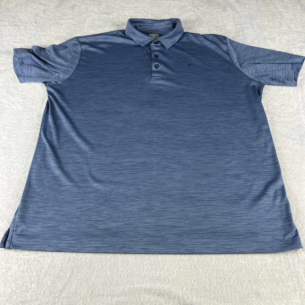 Callaway Polo Shirt Mens XL Blue Geometric Opti-Dri Golf Stretch Short Sleeve